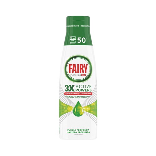 FAIRY Detergente en gel para lavavajillas a máquina extra higiene FAIRY Platinum 50 lavados, 1 L.