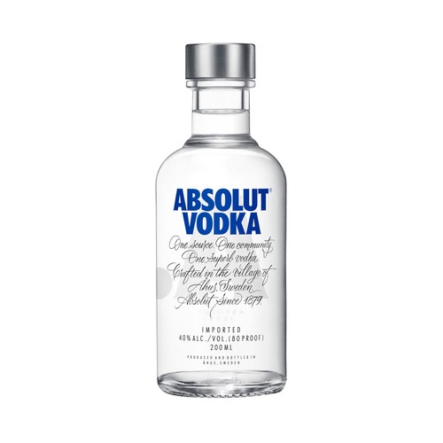 ABSOLUT Vodka blanco elaborado en Suecia botella 20 cl.
