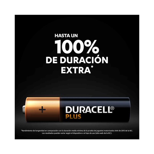 Pack de 10 pilas alcalinas AAA, LR03, 1,5V, DURACELL Plus.