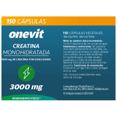 ONEVIT Creatina monohidrolizada (complemento alimenticio) 150 uds.