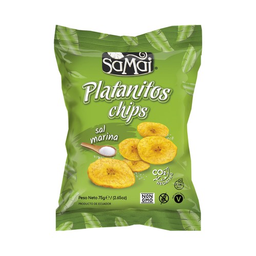 Alcampo SAMAI Chips de plátano (platanitos) con sal marina 75 g
