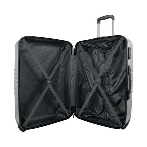 Maleta mediana rígida de color gris de 60 cm. tipo trolley con 4 ruedas y cierre por código, AIRPORT ALCAMPO.