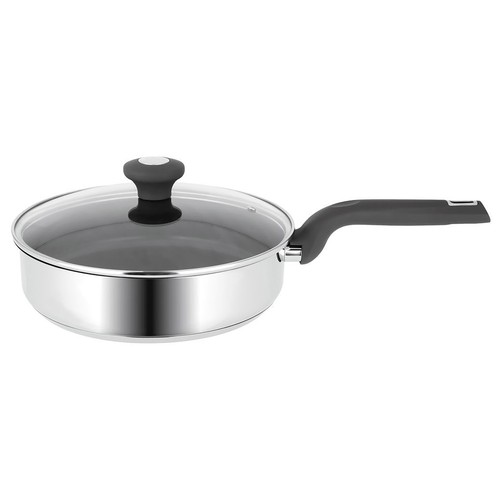 Guisera acero inox de 28cm con tapa de cristal, ACTUEL.