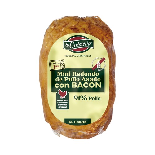 LA CARLOTEÑA Mini redondo de pollo (91%) deshuesado y all horno, con bacon (5%) y sin gluten LA CARLOTEÑA 250 g.