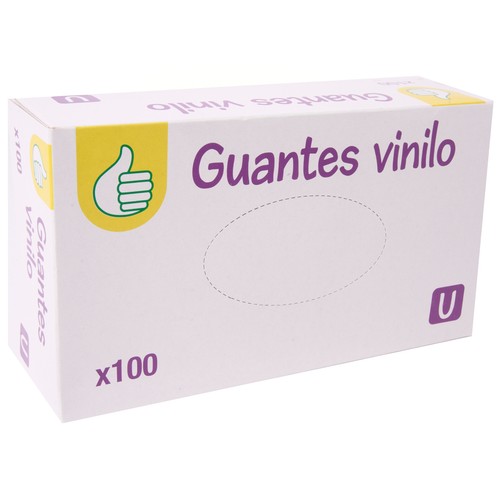 AUCHAN ECONOMICO Guantes de vinilo t/u 100uds