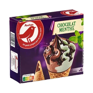 PRODUCTO ALCAMPO Conos de helado de menta y chocolate 6 x 120 ml.