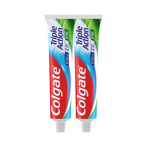 COLGATE Triple protección Pasta de dientes anticaries con sabor a menta intenso 2 x 75 ml