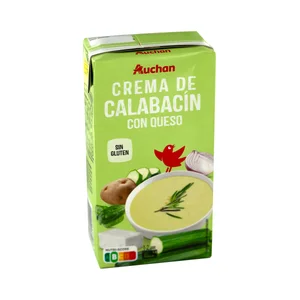 PRODUCTO ALCAMPO Crema de calabacín con queso, lista para calentar y comer 500 g.