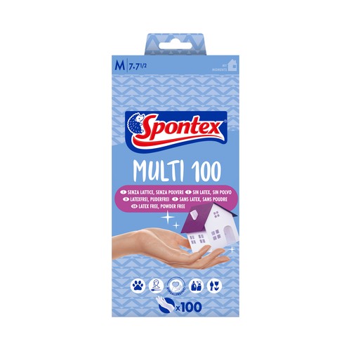 SPONTEX Guantes hipoalergénicos, sin látex talla mediana 7-7 1/2 SPONTEX MULTI 100 100 uds.