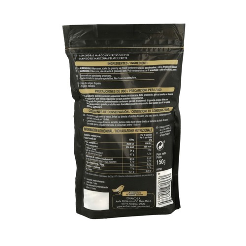 ALCAMPO GOURMET Almendras Marconas fritas, sin piel ALCAMPO GOURMET 150 g.