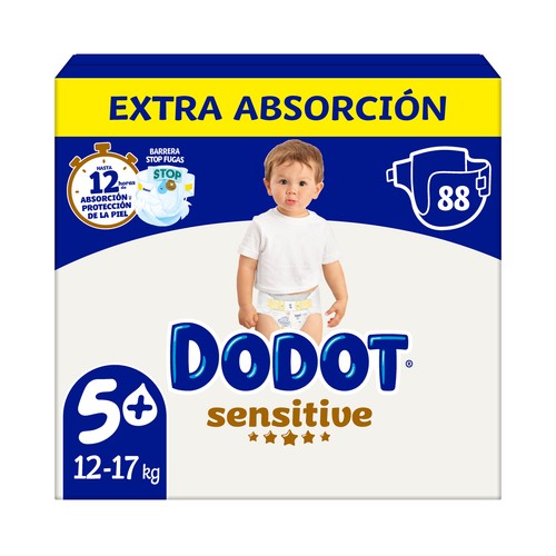 DODOT Sensitive Pañales talla 5+ (12-17 kg) 88 uds.