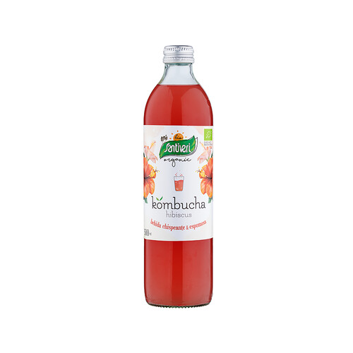 SANTIVERI Kombucha ecológica (bebida a base de te fermentado con hibiscus) SANTIVERI 500 ml.