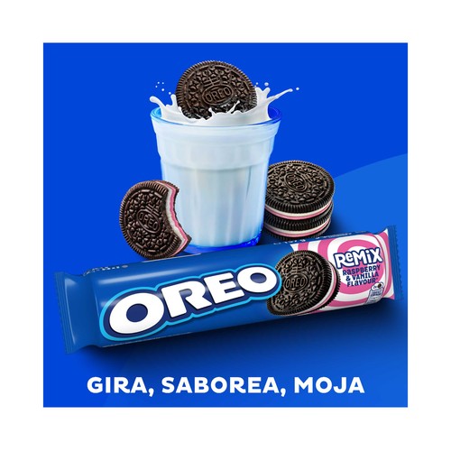 OREO Galletas de cacao rellenas de crema de Vainilla y frambuesa 157 g.