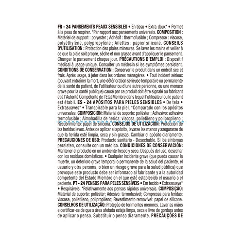 PRODUCTO ALCAMPO Apósitos plásticos extra suaves y con microporos 3 tamaños diferentes 24 uds.