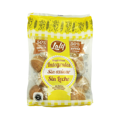 Magdalenas integrales, sin azúcar, sin leche LALY 440 g.