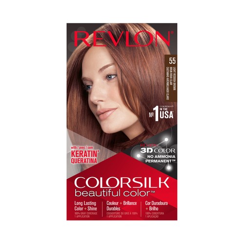 REVLON Colorsilk Tinte de pelo tono 055 Castaño claro rojizo.
