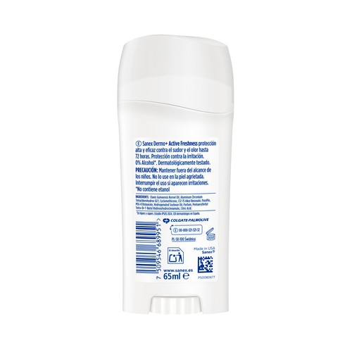 SANEX Dermo Active freshness Desodorante en stick para mujer antitranspirante hasta 72 horas 65 ml.