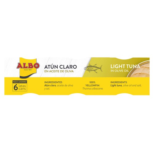 ALBO Atún claro en aceite de oliva lata de 48 g. pack de 6 uds.