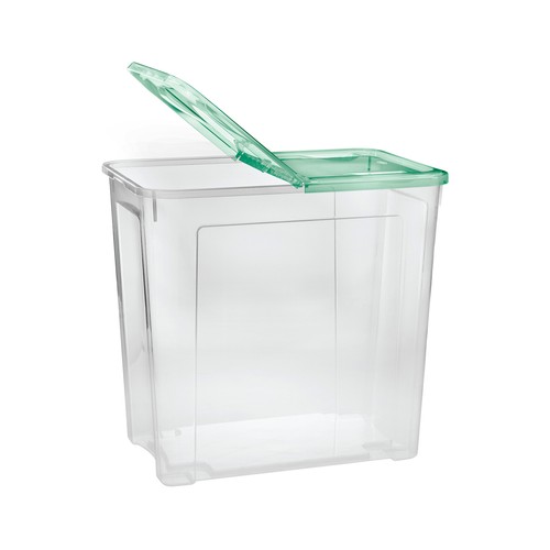 Caja de ordenación multiuso transparente, capacidad de 85 l. con tapa y ruedas, 60x38x56cm ACTUEL.