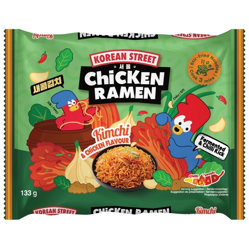 KOREAN STREET Ramen sabor kimchi y pollo - 133g.