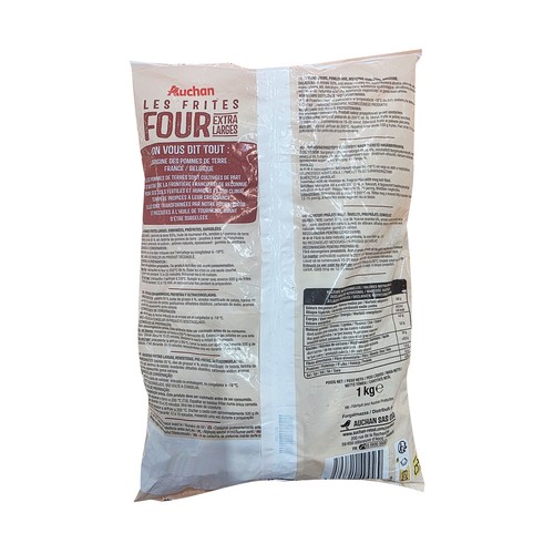 AUCHAN Patatas fritas extra grandes horno 1 kg Producto Alcampo.