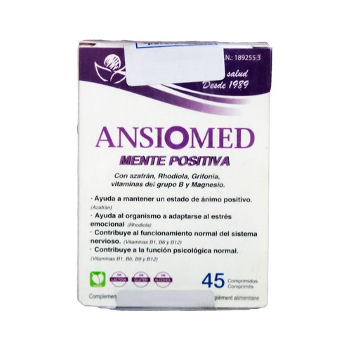 ANSIOMED Mente positiva Complemento alimenticio para un estado de ánimo positivo 45 comprimidos.