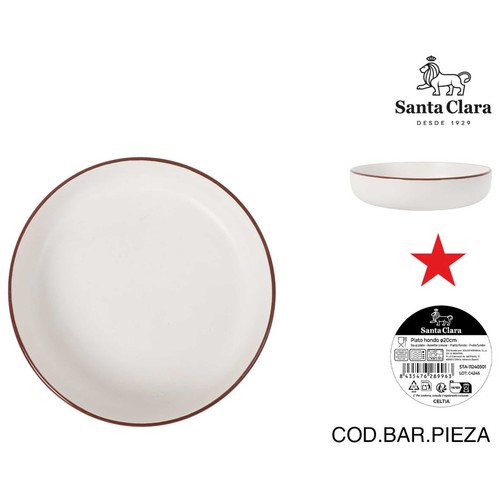 Plato hondo 20cm, modelo Celtia para mesa. SANTA CLARA