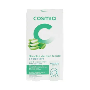 COSMIA Bandas depilatorias faciales con aloe vera, especial pieles sensibles 20 uds.
