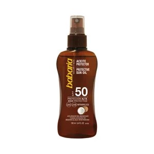 BABARIA Aceite solar en spray con acción protectora y aceleradora del bronceado y FPS 50 (muy alto) BABARIA 100 ml.