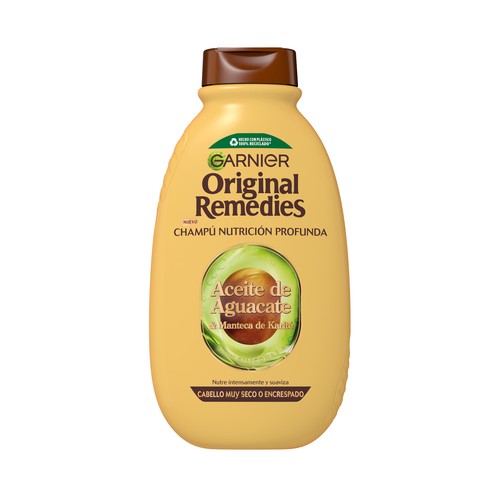 ORIGINAL REMEDIES de Garnier Champú nutrición profunda, para cabellos muy secos o encrespados 400 ml.