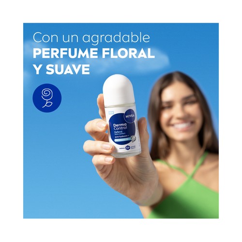 NIVEA Derma control defend Desodorante roll on unisex, antitranspirante hasta 72 horas 50 ml.