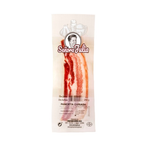 SEÑORA JULIA Taco de panceta curada, elaborada sin gluten y sin lactosa SEÑORA JULIA 250 g.
