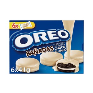 Imagen de OREO Galletas rellenas de crema de vainilla y cubiertas de chocolate blanco 6 uds. 41 g.