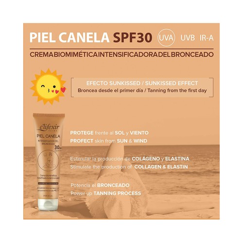 E"LIFEXIR Crema biométrica intensificadora del bronceado con FPS 30 (alto) E´LIFEXIR Piel canela 150 ml.
