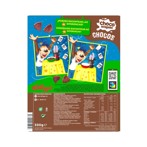 KELLOGG"S Choco krispies Cereales con sabor a chocolate enriquecidos en vitaminas y hierro 330 g.