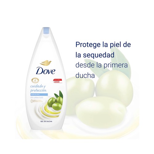 Gel de baño o ducha con 1/4 de crema hidratante DOVE Cuidado y protección 750 ml.