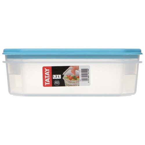 Recipiente cuadrado para alimentos con tapa, apto para lavavajillas y microondas, 1,3 litros TATAY.