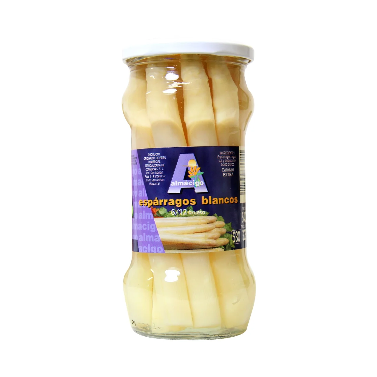 Espárragos blancos 9/12 piezas frasco de 325 g.