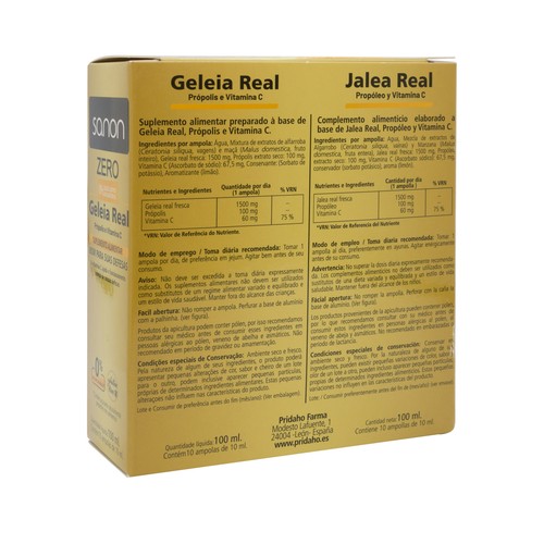 SANON Jalea real, propólio y vitamina C (Complemento alimenticio) SANON 10 x 10 ml.