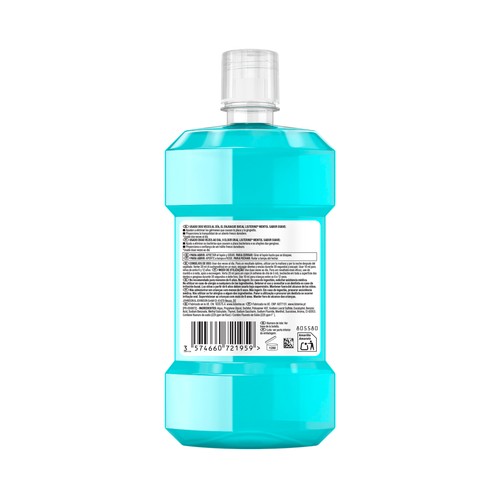 LISTERINE Enjuague bucal de uso diario sin alcohol con sabor suave a mentol 500 ml.
