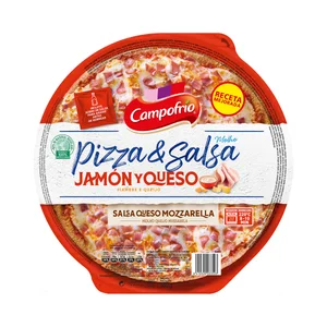 CAMPOFRÍO Pizza de jamón y queso mozzarella con salsa de queso Mozzarella 360 g.
