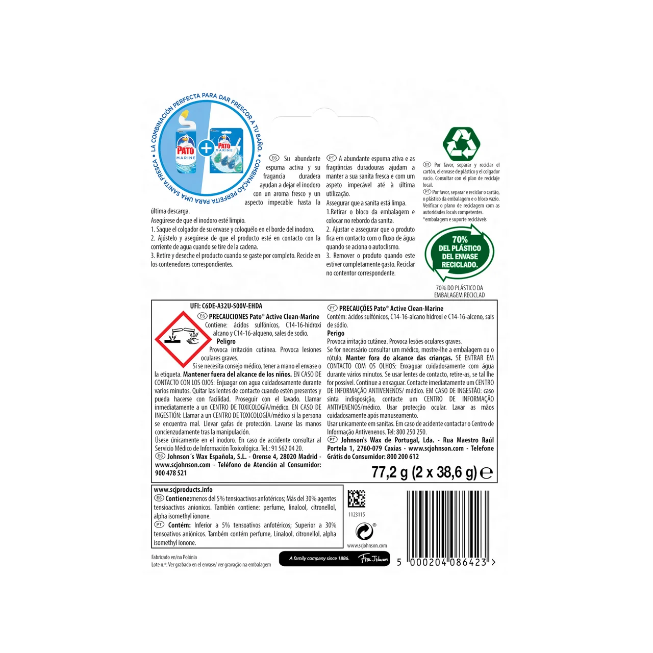 PATO Pastillas WC Active Clean Marine 38,6 gr