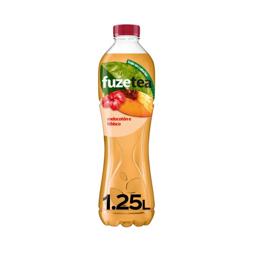 FUZE TEA Bebida refrescante con infusión de té negro, sabor a melocotón e hibisco y bajo en calorías 1,25 l.