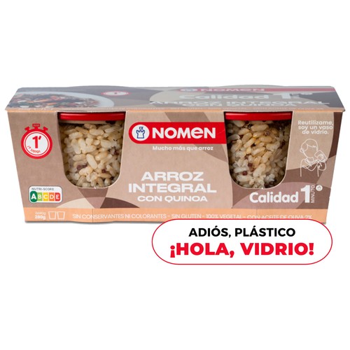 NOMEN Arroz integral con quinoa, vasito para microondas 2 uds x 140 g.