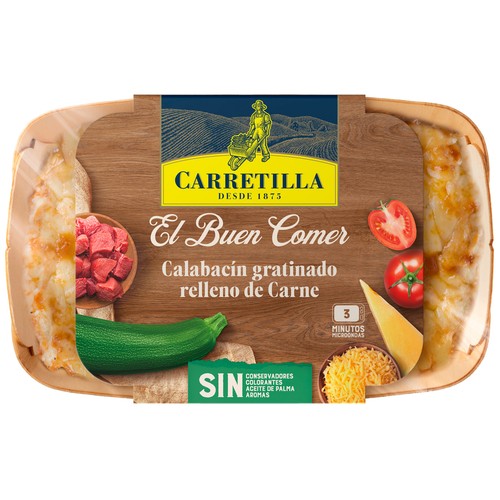 CARRETILLA El Buen Comer Calabacín gratinado relleno de carne 350 g.