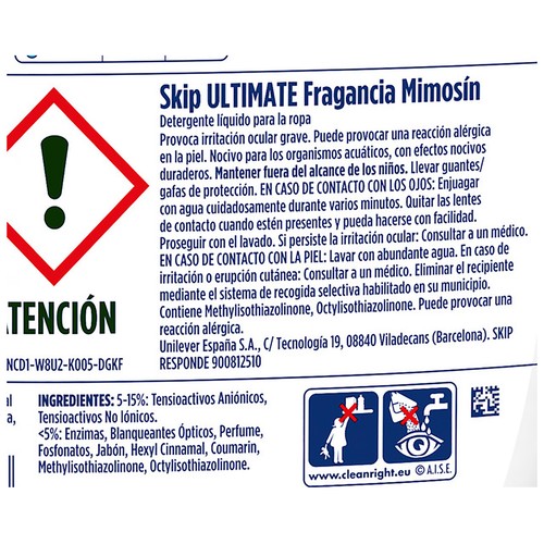 SKIP Ultimate Detergente líquido con aloe vera, 90 ds 4.5 l.