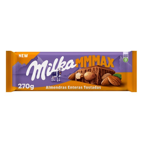 MILKA Chocolate con leche y almendras enteras 270 g.