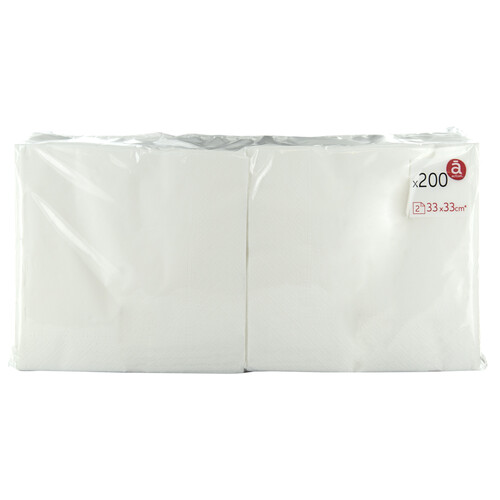 ACTUEL Servilletas de papel desechables blancas 2 capas 33 x 33 cm ACTUEL 200 uds