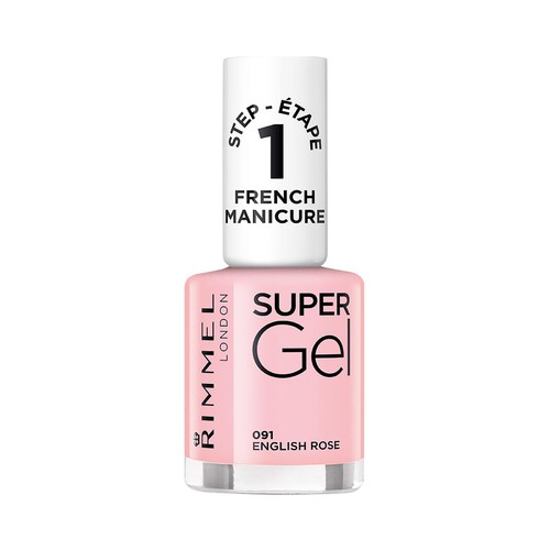 RIMMEL Super gel tono 091 English rose Esmalte de uñas para manicura francesa.