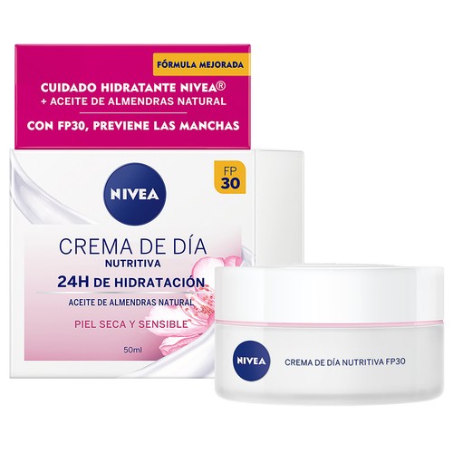 NIVEA Crema facial de día nutritiva, con FPs 30, para pieles secas y sensibles 50 ml.